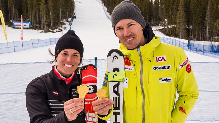 Fjolårsvinnarna i SM, Maria Pietilä-Holmner och André Myhrer.   Foto: Klas Rockberg/SSF