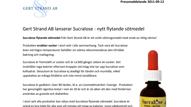 Sucralose - nytt sötmedel nu i Sverige.