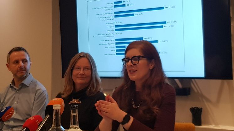 Professor Tanja Bueltmann announces the results of the Settled Status Survey.