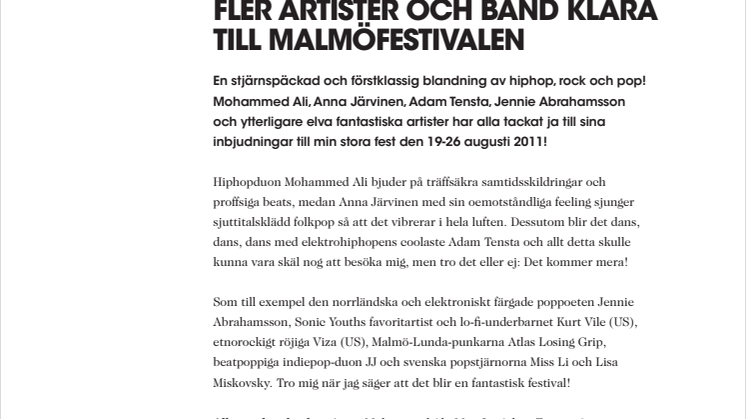 Fler artister klara till Malmöfestivalen