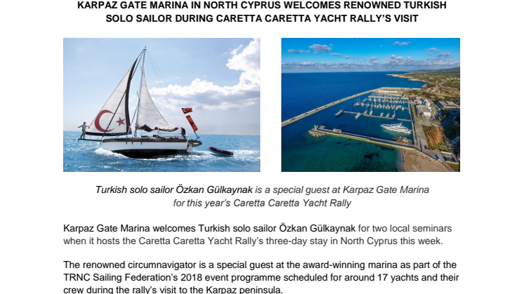 Karpaz Gate Marina in North Cyprus Welcomes Renowned Turkish Solo Sailor during Caretta Caretta Yacht Rally’s Visit 