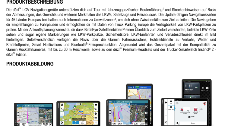 Datenblatt CH Garmin dezlCam LGV 710