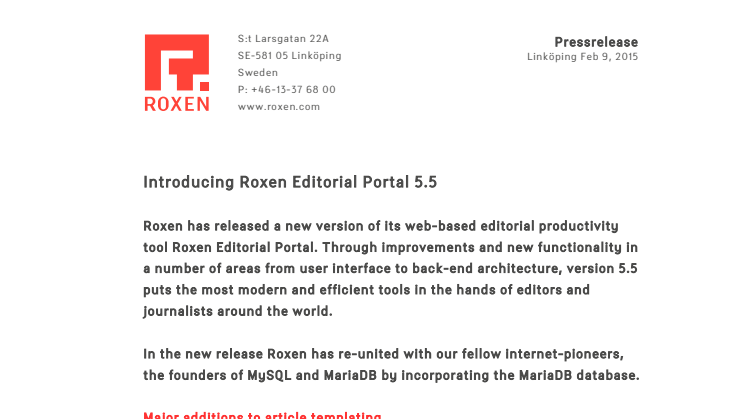 Introducing Roxen Editorial Portal 5.5