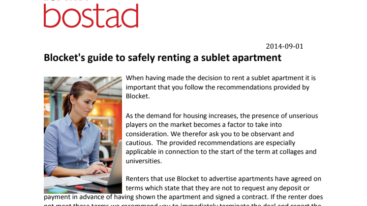 Blocket's guide to safely renting a sublet apartment