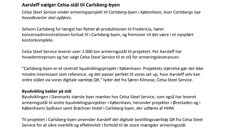 Aarsleff vælger Celsa-stål til Carlsberg-byen 