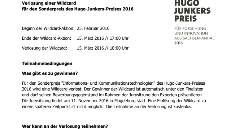 Teilnahmebedingungen Wildcard-Verlosung HJP 2016