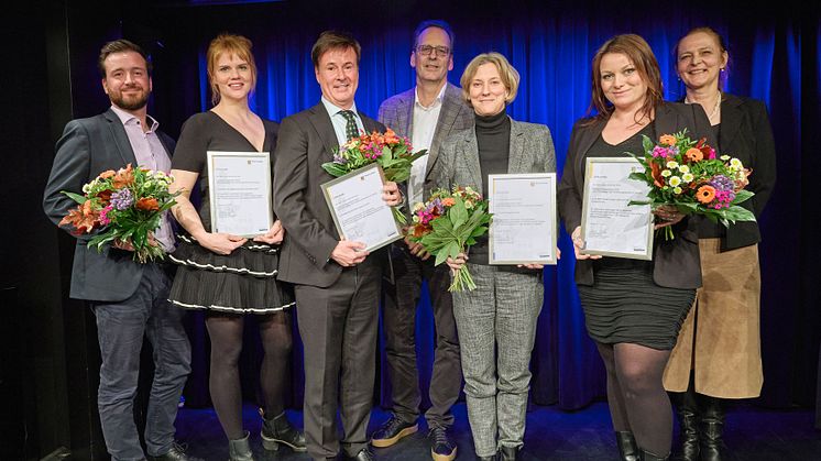 Die "Leipzig Ambassadors 2023" (Rubrik: Unternehmen) freuen sich über die Auszeichnung - Foto: PUNCTUM/ Alexander Schmidt