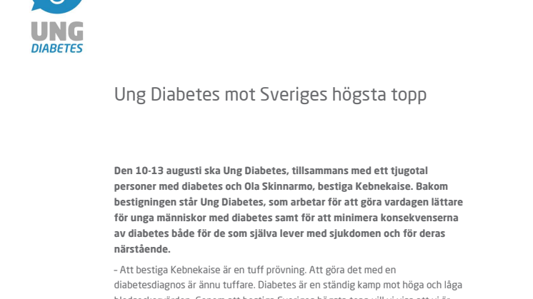 Ung Diabetes mot Sveriges högsta topp
