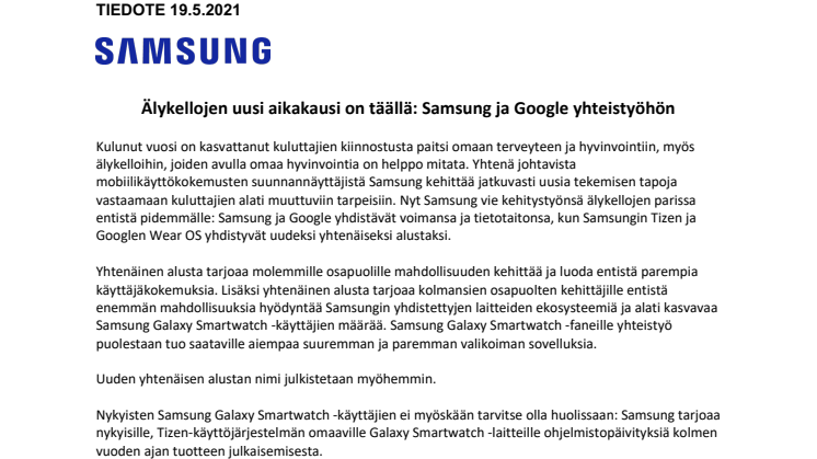 Älykellojen uusi aikakausi on täällä: Samsung ja Google yhteistyöhön