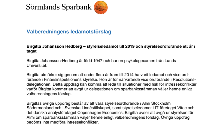 Nya ledamöter till styrelsen i Sörmlands Sparbank