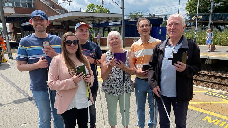 Bedfordshire Sight Loss Council volunteers test the new Aira app at Stevenage station