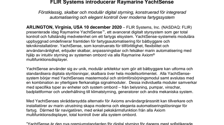 FLIR Systems introducerar Raymarine YachtSense