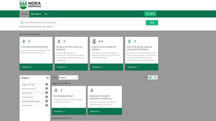 I portalen samlas kommunens e-tjänster och blanketter.
