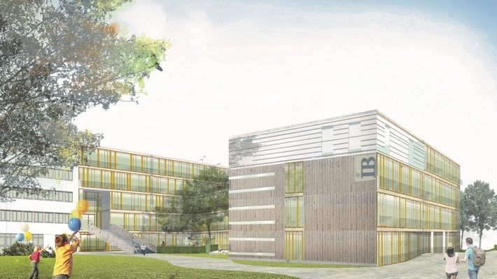 Außenansicht des IB Campus / geplante Fertigstellung 2022 / Projekt mit Strahlkraft für ganz Deutschland.