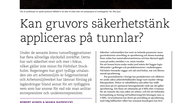 Kan gruvors säkerhetstänk appliceras på tunnlar?