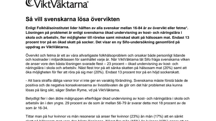 Så vill svenskarna lösa övervikten 