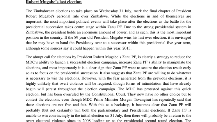 Mugabe's last election