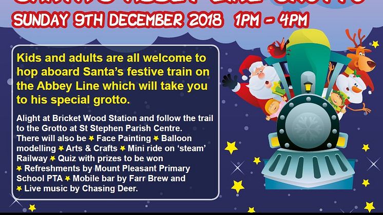 Families invited to join Santa’s festive train on the Abbey Line this Christmas