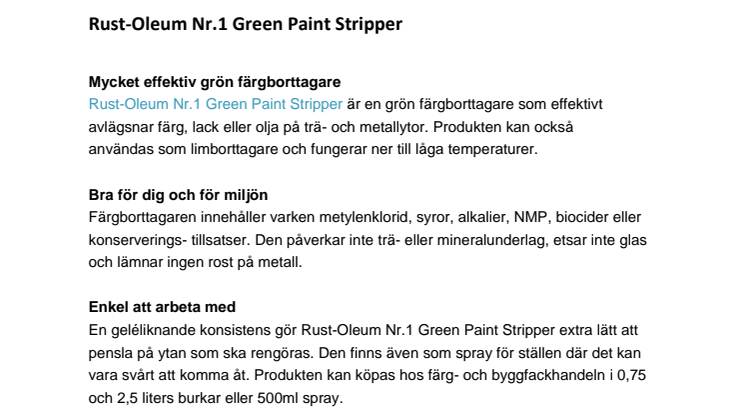 Rust-Oleum Nr.1 Green Paint Stripper