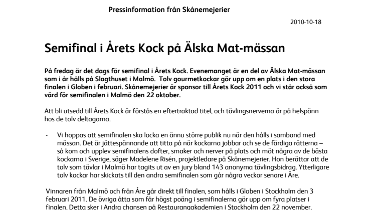 Semifinal i Årets Kock på Älska Mat-mässan