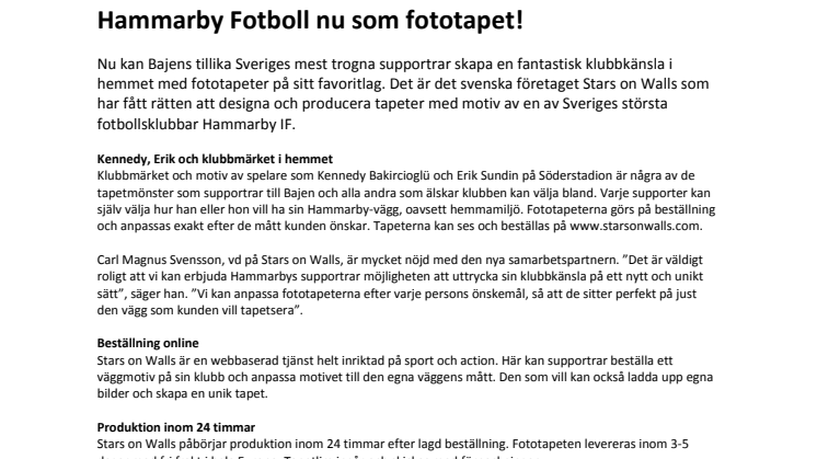 Hammarby Fotboll nu som fototapet!