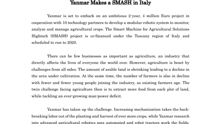 Yanmar Makes a SMASH in Italy