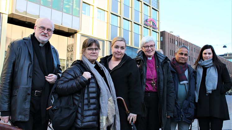 Representanter från Sveriges kristna råd mötte idag Migrationsverkets ledning. Foto: Mikael Stjernberg.