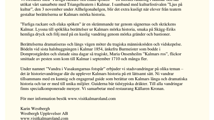Skrämselmys i Kalmar. Farliga rackare och elaka spöken - en mörkervandring.