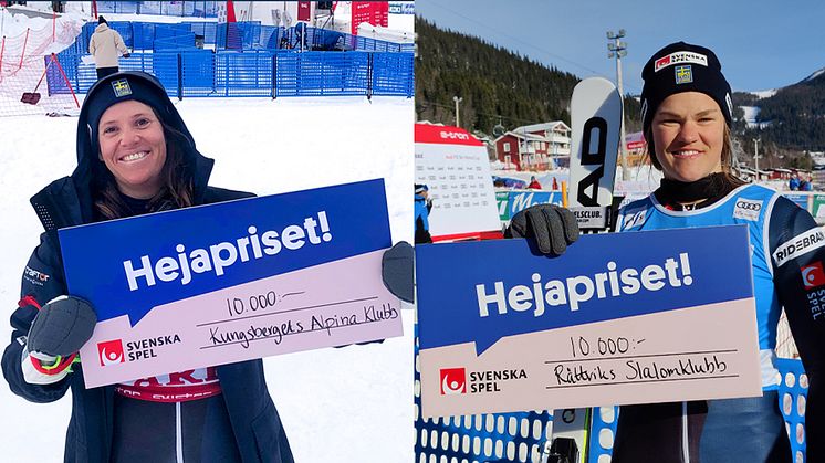 Sara Hector och Anna Swenn Larsson tog emot Svenska Spels Hejapris och skänker pengarna till sina hemmaföreningar. 