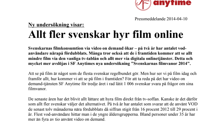 Allt fler svenskar hyr film online