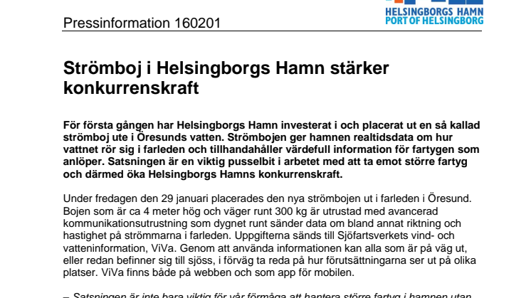 Strömboj i Helsingborgs Hamn stärker konkurrenskraft