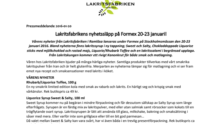 Lakritsfabrikens nyhetssläpp på Formex 20-23 januari!