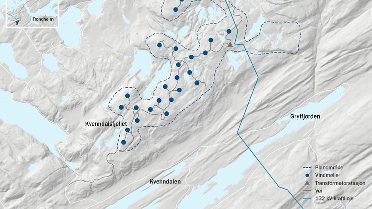 Faktaark- kart Kvenndalsfjellet vindpark-NO