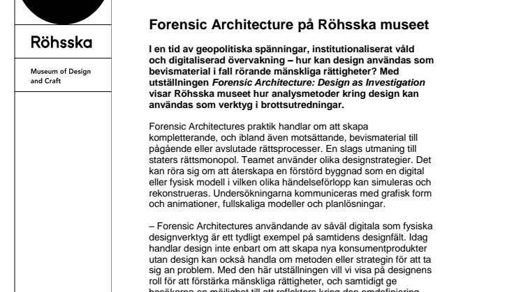Forensic Architecture på Röhsska museet