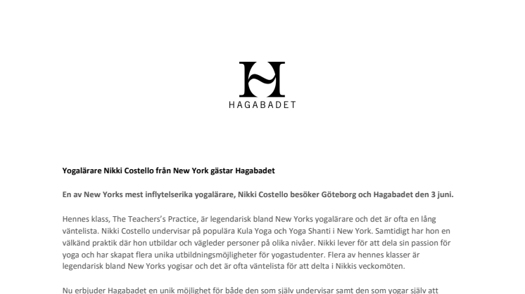 Yogalärare Nikki Costello från New York gästar Hagabadet