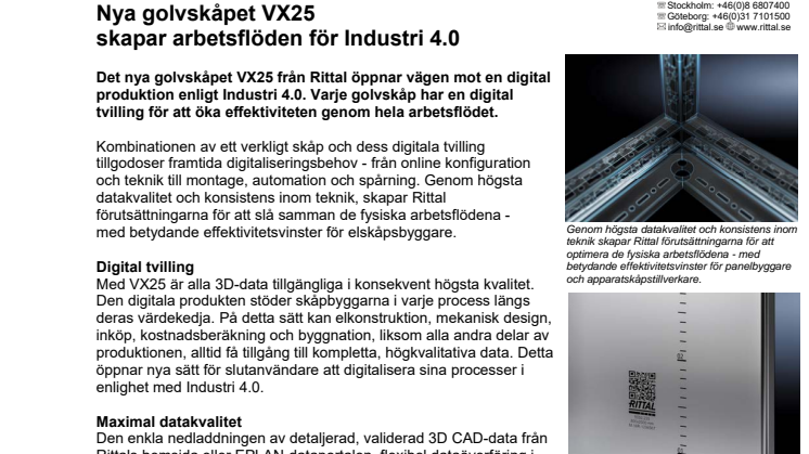 Nya golvskåpet VX25 skapar arbetsflöden för Industri 4.0