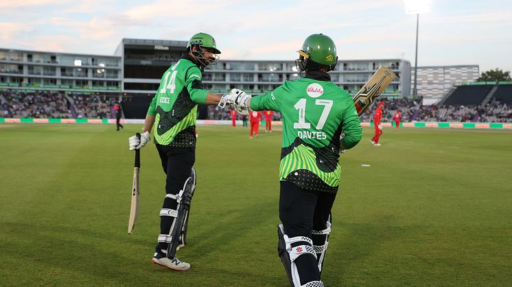 James Vince and Alex Davies for Southern Brave. Photo: ECB/Getty Images