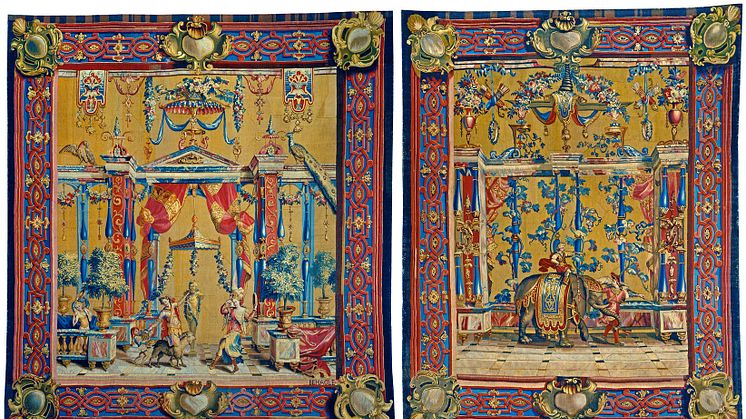 Tapestries "Grotesques de Berain”, 1696. Photo: Linn Ahlgren/Nationalmuseum.  