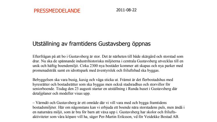 Utställning av framtidens Gustavsberg öppnas