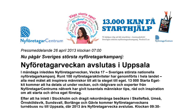Nyföretagarveckan avslutas i Uppsala