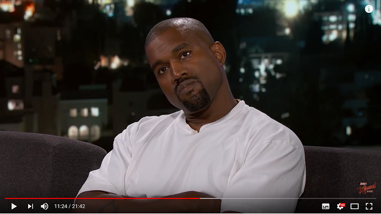 Screen grab of the critical moment when West took a while to respond to Kimmel's question on why he supported Donald Trump