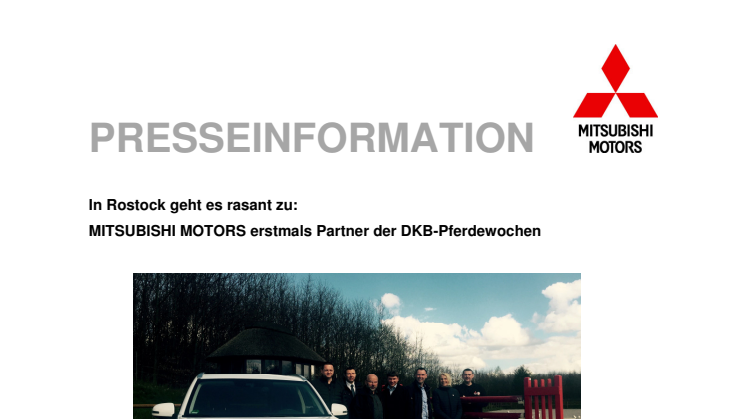 In Rostock geht es rasant zu: MITSUBISHI MOTORS erstmals Partner der DKB-Pferdewochen