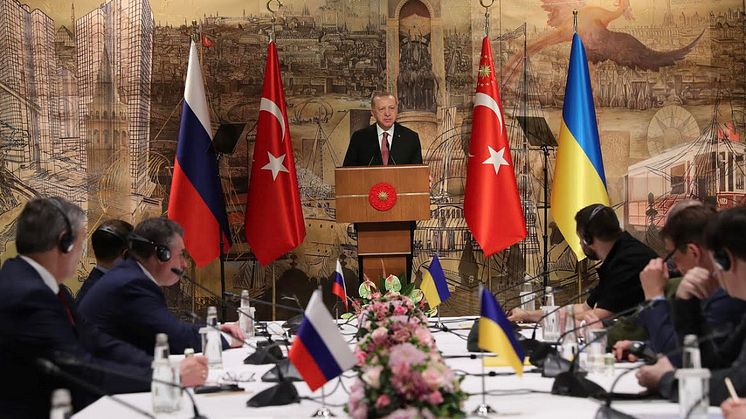 Fredsförhandlingen mellan Ukraina och Ryssland i Istanbul mars 2022. 
