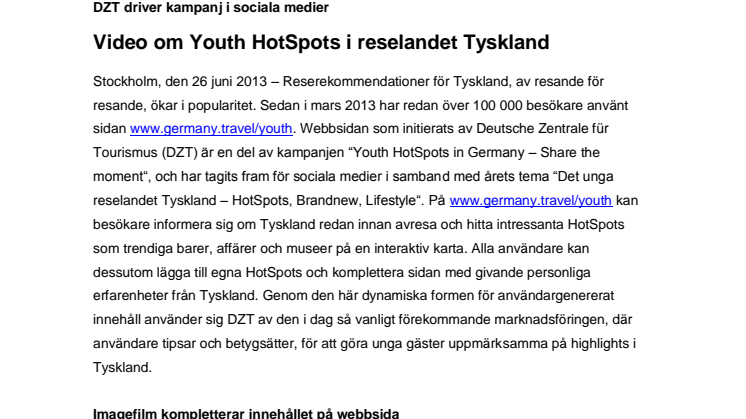 Video om Youth HotSpots i reselandet Tyskland