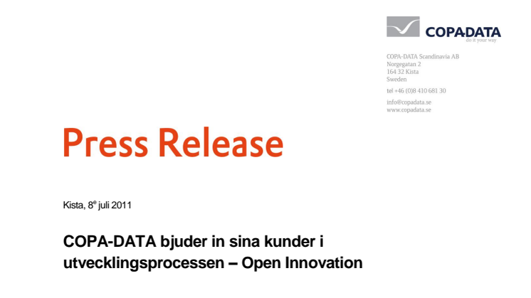 COPA-DATA bjuder in sina kunder i utvecklingsprocessen – Open Innovation