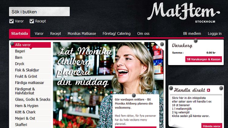 MatHem.se samarbetar med Monika Ahlberg