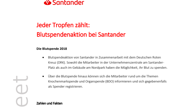 Factsheet Santander Blutspendeaktion 2018