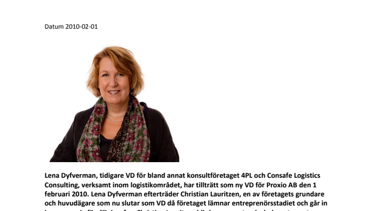 Lena Dyfverman ny VD för Proxio AB
