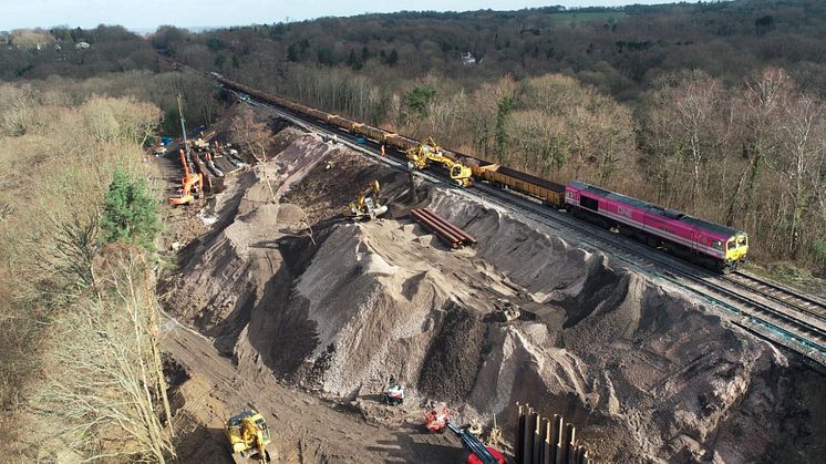 The landslip worksite at East Grinstead