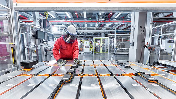 Audi e-tron produktion (batteri montage) på den CO2-neutrale fabrik, Audi Bruxelles